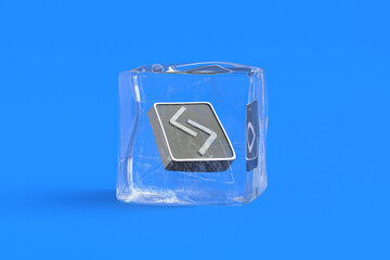 Canvas Print - Jara rune in ice cube. 3d illustration