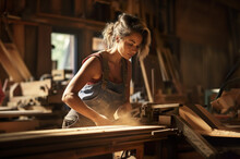 AI Generated Image Of Woman In Wood Shop