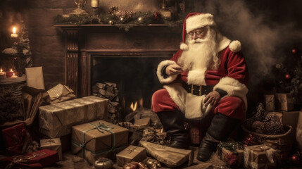 Wall Mural - Santa Claus with gifts