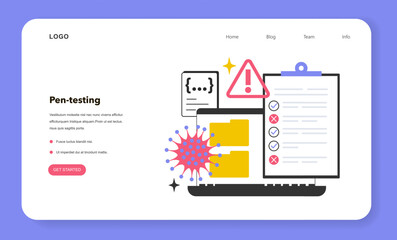 Canvas Print - Pentesting web banner or landing page. Cyber or web security technology.