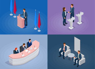 Sticker - Conference Hall Concept Icons Set