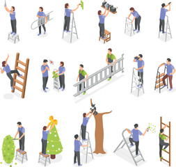 Wall Mural - People Using Ladder Icons