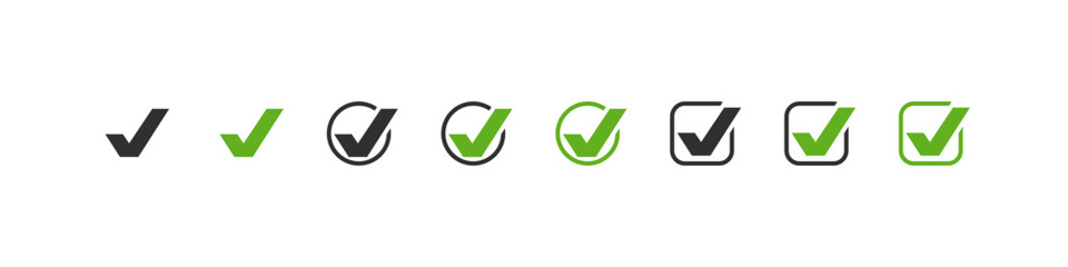 Wall Mural - check mark. green and black check mark. check mark vector icon. vector illustration