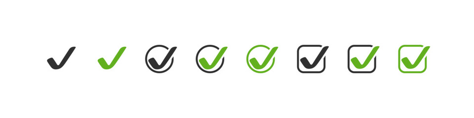 Wall Mural - check mark. green and black check mark. check mark vector icon. vector illustration