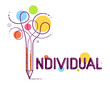 © Sylverarts - Individual word with pencil instead of letter I, individuality and personality concept, vector conceptual creative logo or poster made with special font.