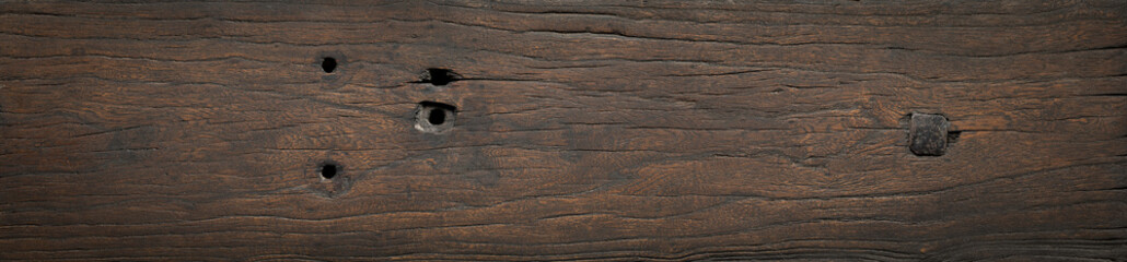Wall Mural - Old plank table top. Black old wooden planks desktop background. old wood background.