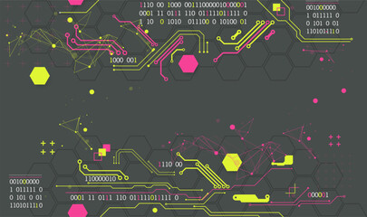 Abstract technology concept. Circuit board, high computer color background.