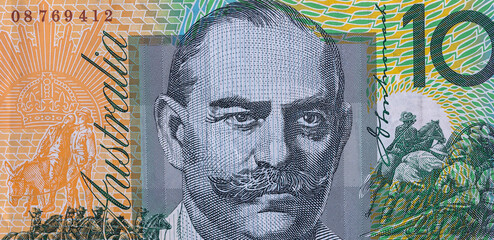 Wall Mural - Hundred australian dollar banknote macro photo .