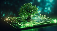 Tree On An Electronic Circuit Board,  Future Of Agriculture, Boosting Agricultural Productivity With Chip And Computer Tech, Generative AI
