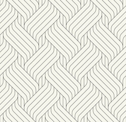 Vector seamless pattern. Line art geometric waves. Endless stylish texture. Ripple thin monochrome background. Linear weaved grid. Elegant interlaced swatch.	