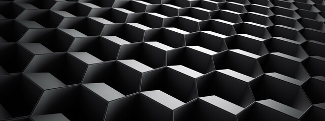 Fototapete - Abstract geometric metallic silver 3d texture wall with squares and square cubes background banner illustration with glowing lights, textured metal wallpaper (Generative Ai)