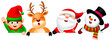 Cute cartoon Christmas character. Santa Claus, Snowman, Reindeer and little elf. Christmas theme concept. Illustration.