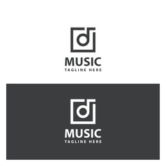 Wall Mural - editable flat music vector logo design in black and white