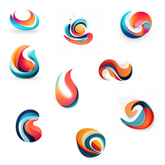 Wall Mural - A set of colorful swirls on a white background. Generative AI.