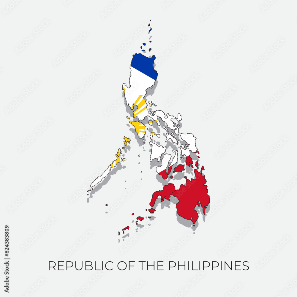 Philippines map and flag. Detailed silhouette vector illustration Stock ...