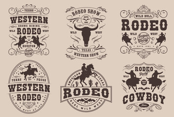 Wall Mural - Rodeo show monochrome set posters