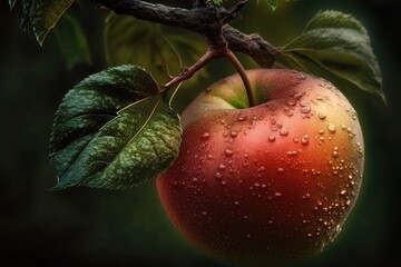 Wall Mural - close-up of ripe and juicy apple, ready to be picked, created with generative ai