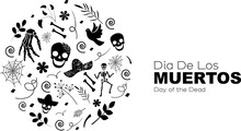Dia De Los Muertos. Day Of The Dead Set. Transparent Background.