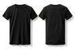 black t shirt mockup. front and back view with white background