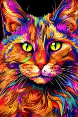  Somali cat psychedelic look. Generative AI