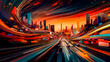 © Concept Photo Studio - Arrière plan illustrant le concept de vitesse du trafic sur l'autoroute, la circulation, les lumières, la nuit - Papier peint coloré moderne, et contemporain - Générative IA