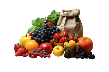 pile of vegetable and fruit for healthy food concept isolated on transparent background.generative a