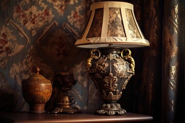 Wall Mural - antique lamp with ornate patterns in soft light, created with generative ai