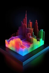 Sticker - futuristic holographic projection of a 3d data chart, created with generative ai