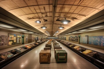 Canvas Print - overhead display showing baggage claim info, created with generative ai