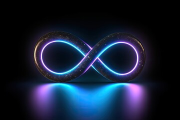 neon glowing infinity sign on a black background.