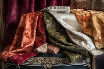 Canvas Print - variety of textiles and textures, including velvet, satin, and linen, created with generative ai