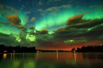 Wall Mural - spectacular auroras above venus thick clouds, created with generative ai