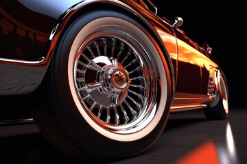 Sticker - classic car wheels and shiny chrome rims, created with generative ai