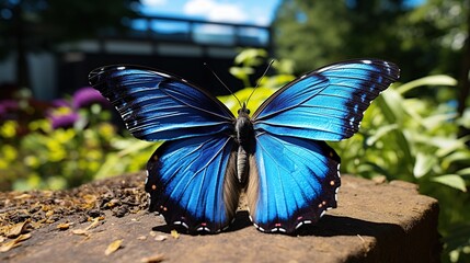 Beautiful blue butterfly insect animal AI generated image