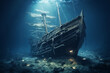 a shipwreck under water. ai generative
