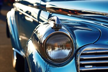 Wall Mural - classic car chrome details and shiny exterior, created with generative ai