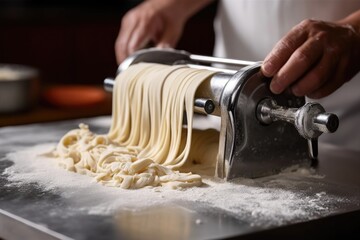 Sticker - dough cutter slicing through pasta dough, created with generative ai