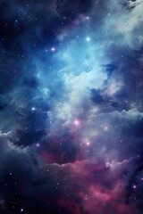 Wall Mural - nebula with stars and multicoloured clouds background, created using generative ai technology