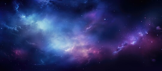 Wall Mural - nebula with stars and multicoloured clouds background, created using generative ai technology