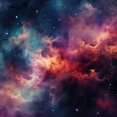 Wall Mural - nebula with stars and multicoloured clouds background, created using generative ai technology