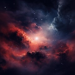 Wall Mural - nebula with stars and multicoloured clouds background, created using generative ai technology