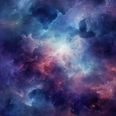 Wall Mural - nebula with stars and multicoloured clouds background, created using generative ai technology