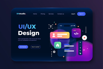Modern 3d design concept of Ui Design for website and mobile website. Landing page template. Easy to edit and customize. Vector illustration