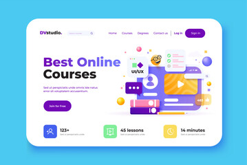 Wall Mural - online education concept design for website, presentation, poster and advertising. landing page desi