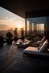 Wall Mural - luxury penthouse terrace with outdoor furniture, created using generative ai technology