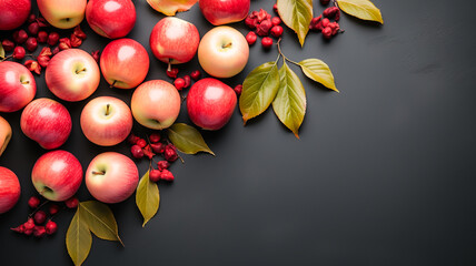 Wall Mural - Colourful autumn background with apples. Created with Generative AI.