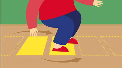 Poster - Illustration of a child crossing the finish line in a school.