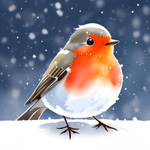 Robin In Snow Christmas Card Winter Seasonal Christmas
