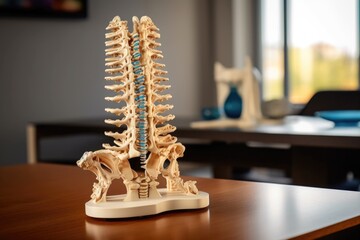 Sticker - advanced bionic spine model displayed on a table, created with generative ai