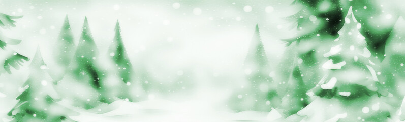 Wall Mural - Abstract christmas trees in winter banner with copy space